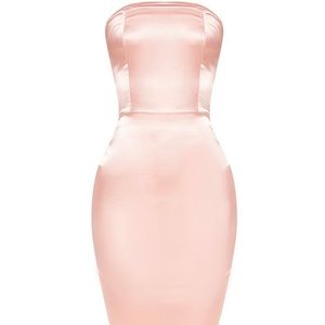 Rose Satin Bandeau Midi Dress w shape outline